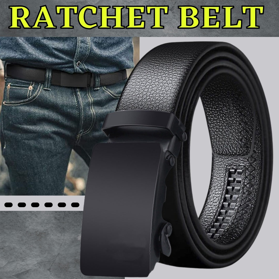 Sleek Black Microfiber Leather Ratchet Belt for Men – Adjustable and Stylish Sean Powell Apparel
