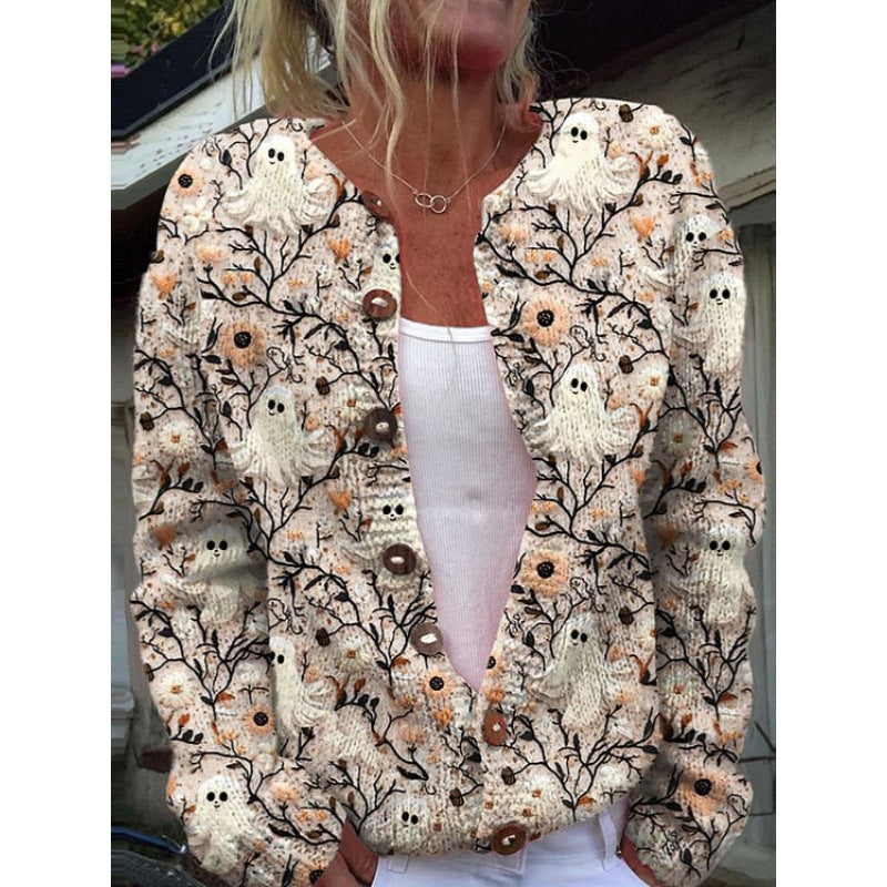 Person wearing a floral embroidered jacket with a blurred background