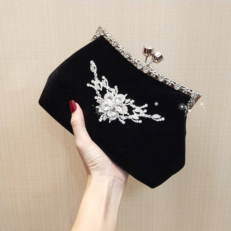 Velvet Rhinestone Dinner Bag Diagonal