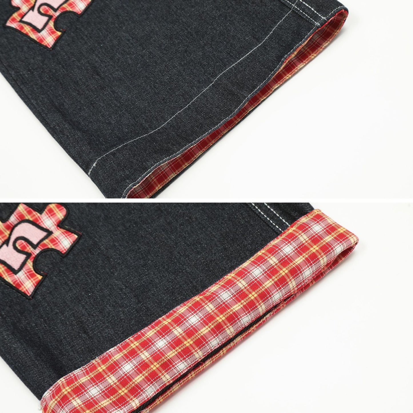 Fusion Edge Spliced Curling Denim Pants for Men