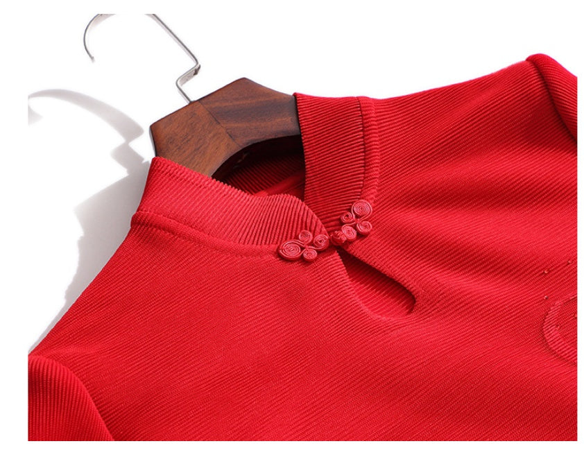 Crimson Bloom Spring Dress