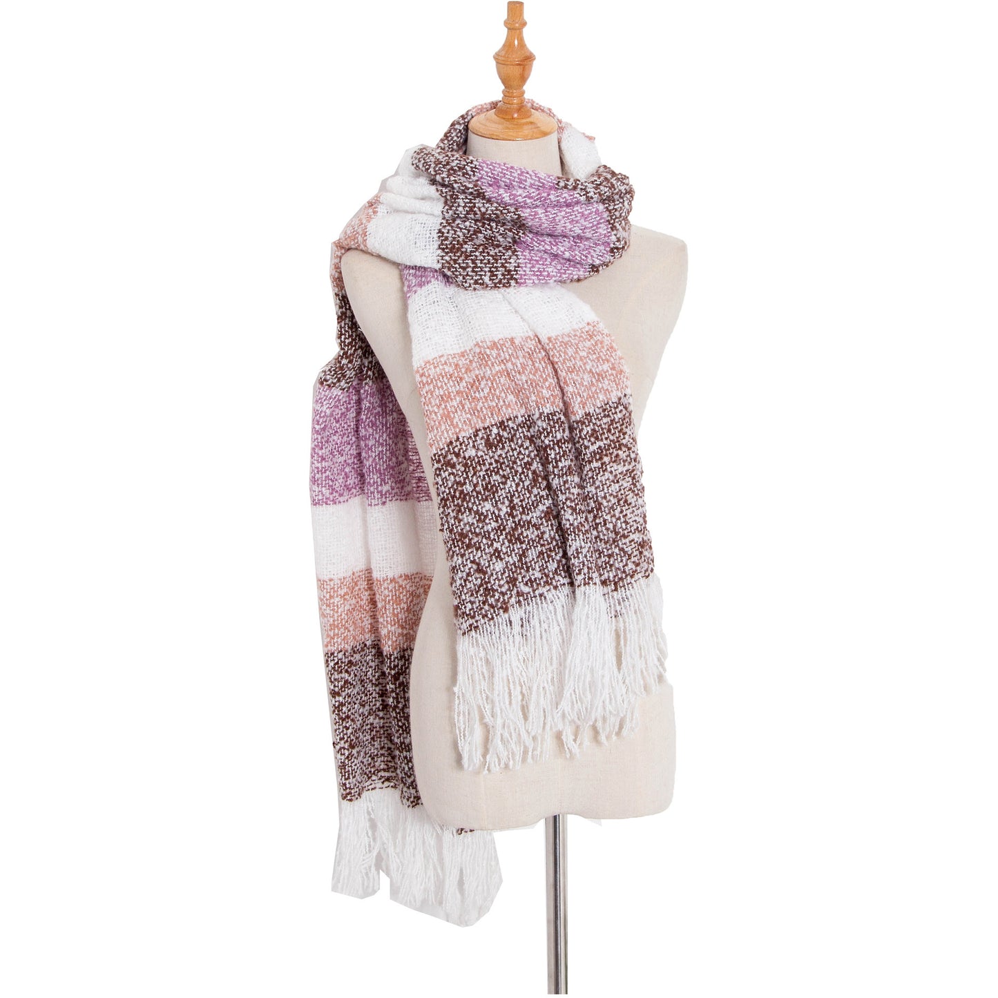 Autumn And Winter Sand Mixed Color Contrast Color Striped Scarf Lengthened Plus Size Shawl