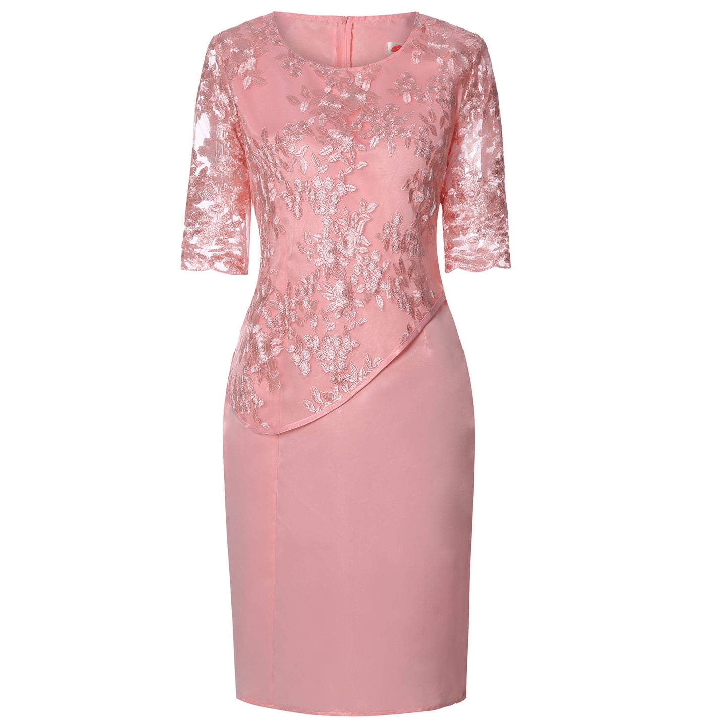 Chic Fake Two-Piece Lace Stitching Dress - Large Size for Women