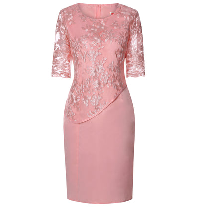 Chic Fake Two-Piece Lace Stitching Dress - Large Size for Women