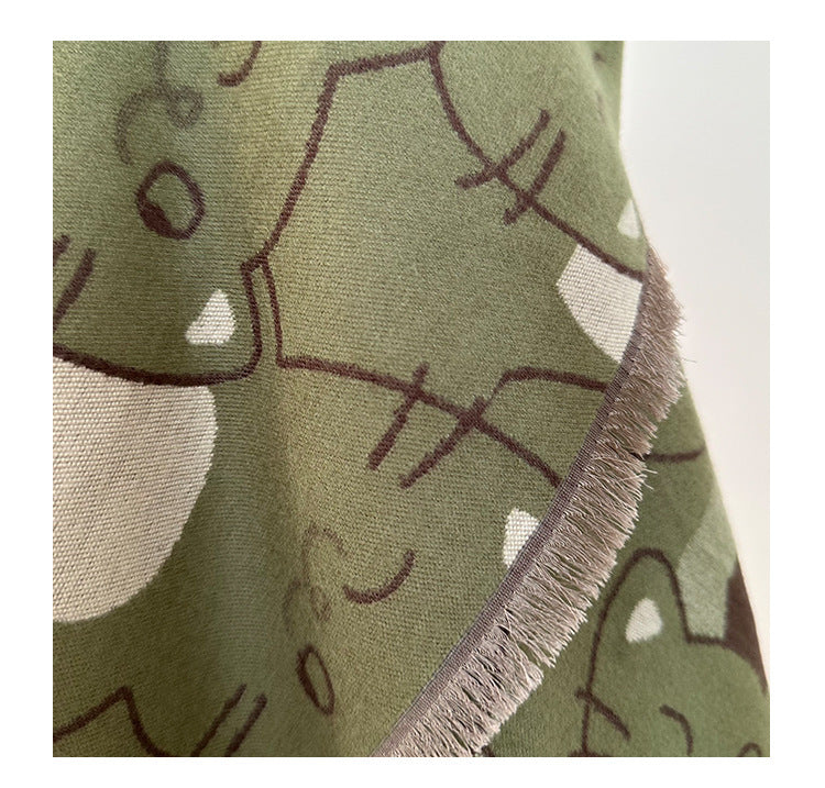 Artificial Cashmere Scarf Women's Winter Korean Style All-matching Long Thick Shawl