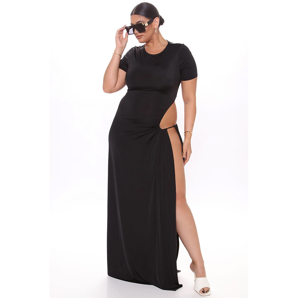 Midnight Glam Slit Strap Dress