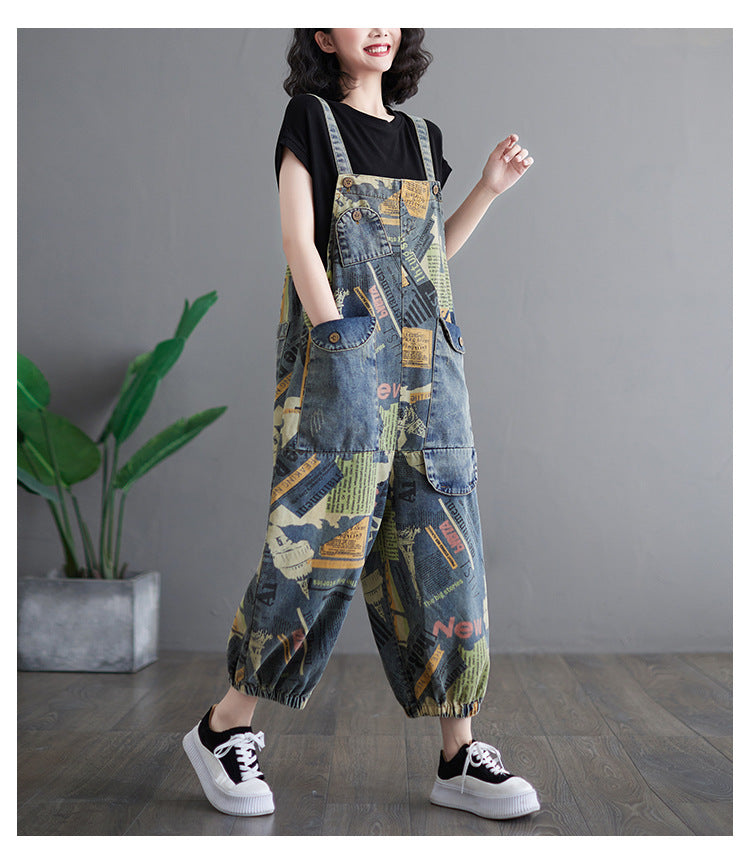 Retro Chic Oversized Denim Suspenders
