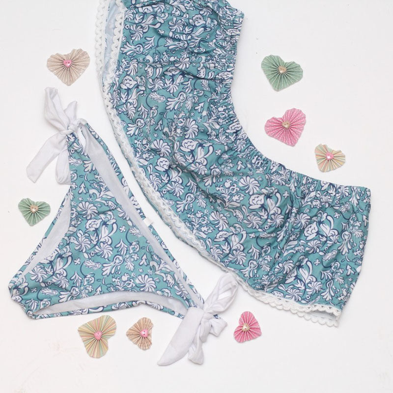 Sunset Breeze: Strapless Off Shoulder Bikini Set