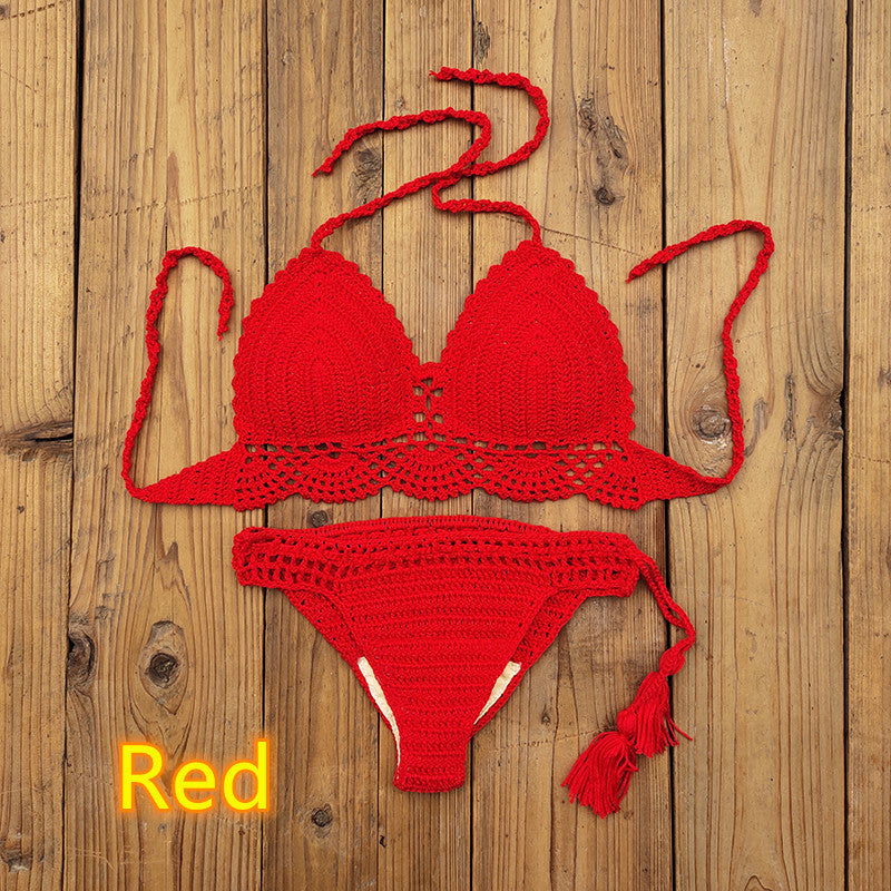 Handcrafted Elegance: Solid Color Crochet Bikini