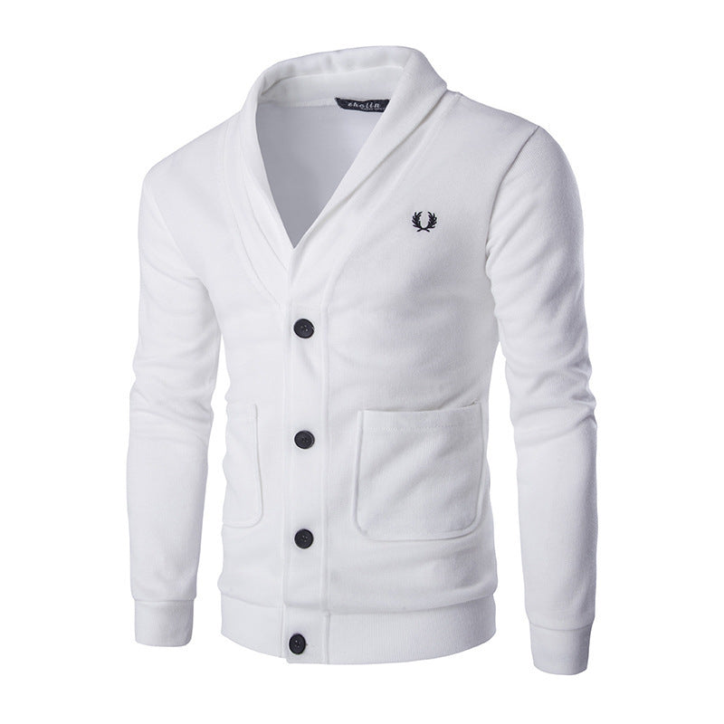 Solid Color Embroidered Slim Knit Coat