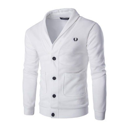 Solid Color Embroidered Slim Knit Coat