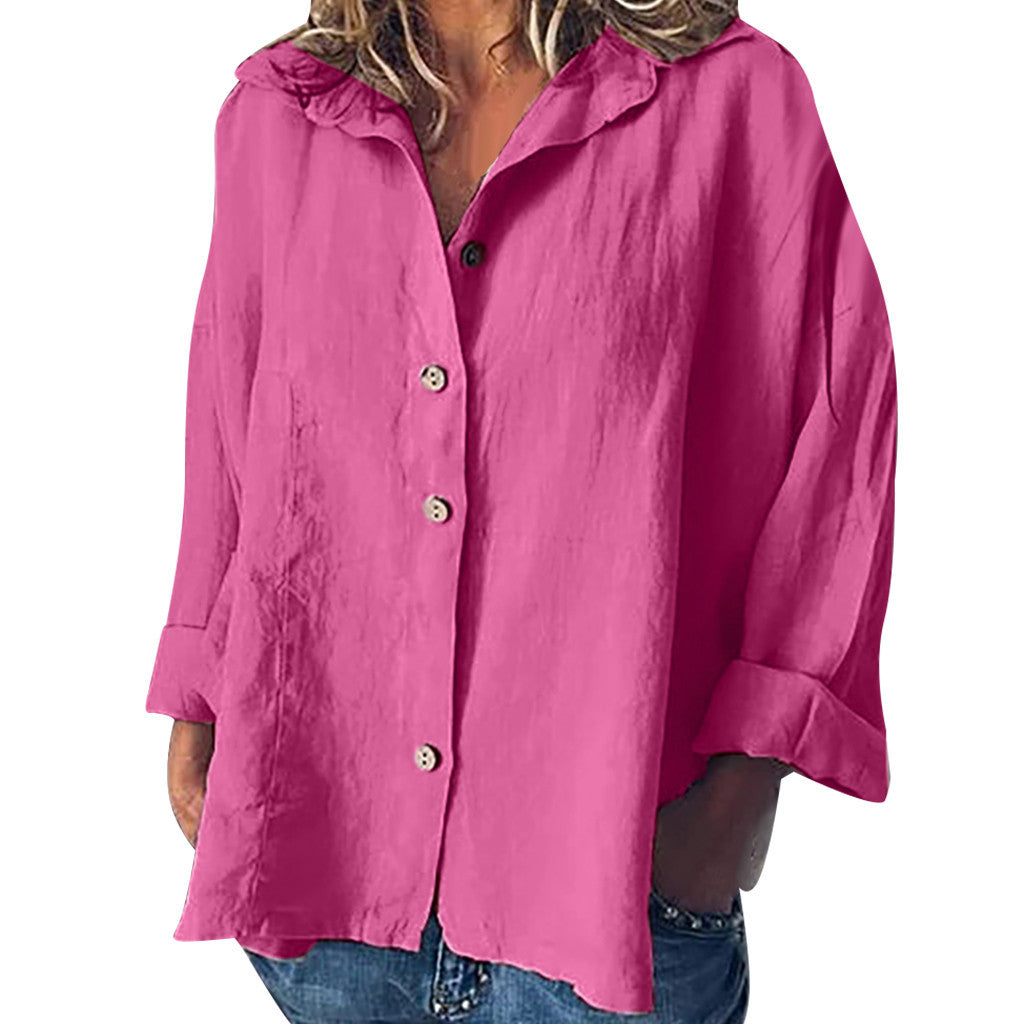 Retro Grace Button-Up Shirt – Plus Size