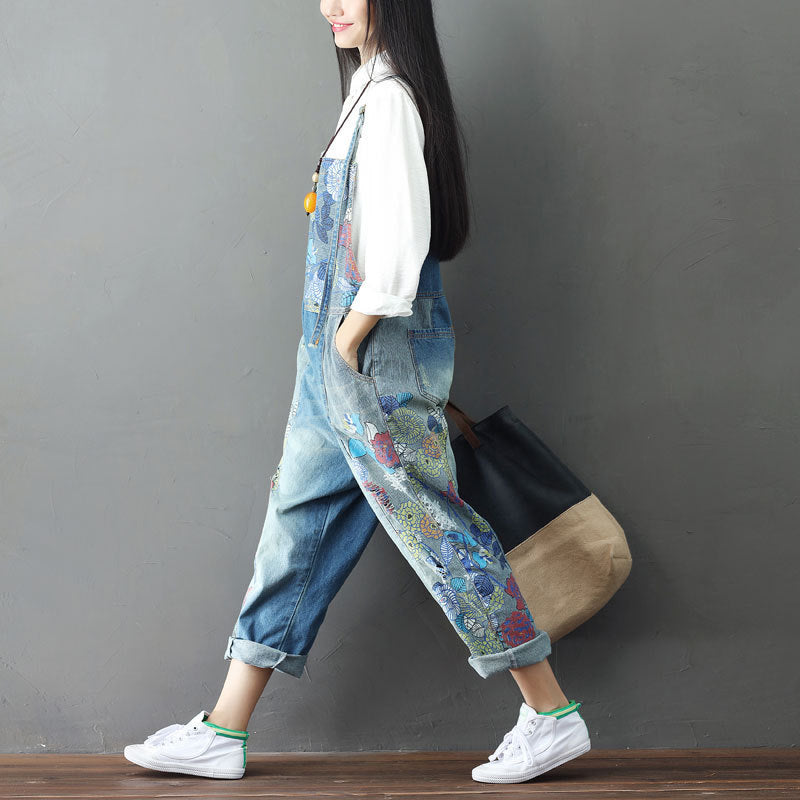 Urban Patchwork Denim Overalls