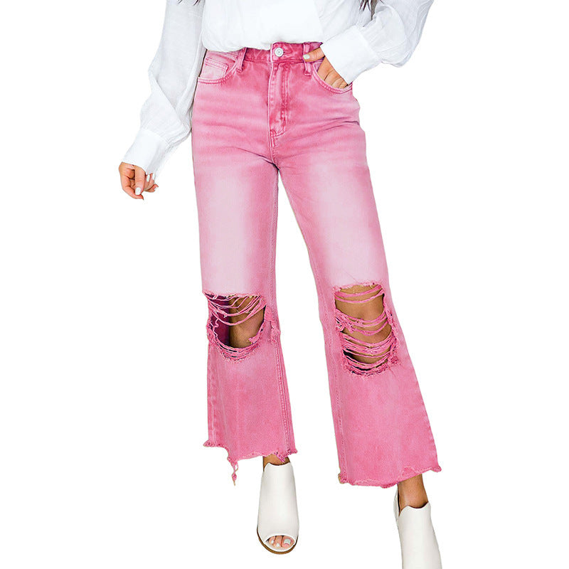Ripped High-Rise Denim with Vintage Wash