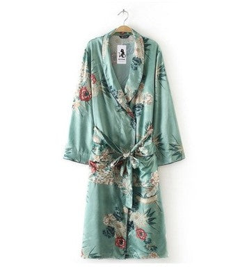 Printed Gown & Kimono Cardigan Set