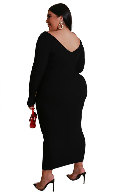 Luxe Flow Plus V-Neck Dress