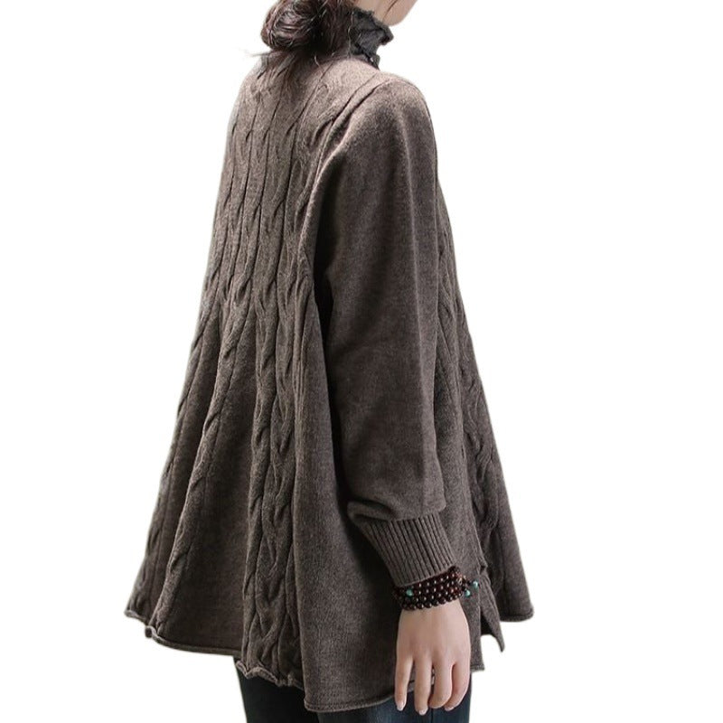 Curling Waves Knitted Sweater with Artistic Slit