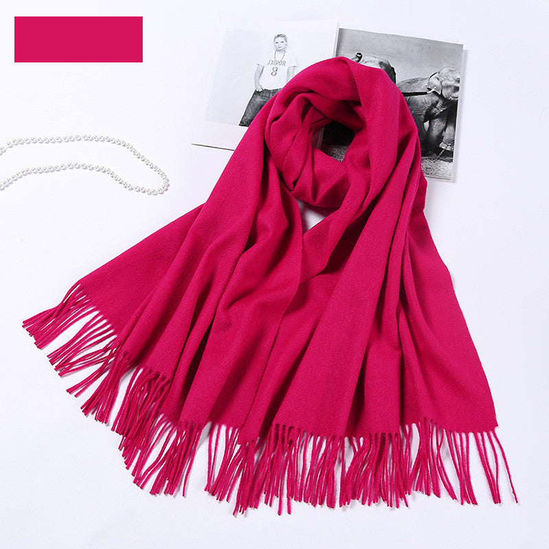 Autumn and winter clothing fashion thick shawl spinning pure wool scarf ladies solid color scarf