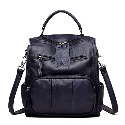 Backpack multi-purpose backpack soft face PU leather backpack