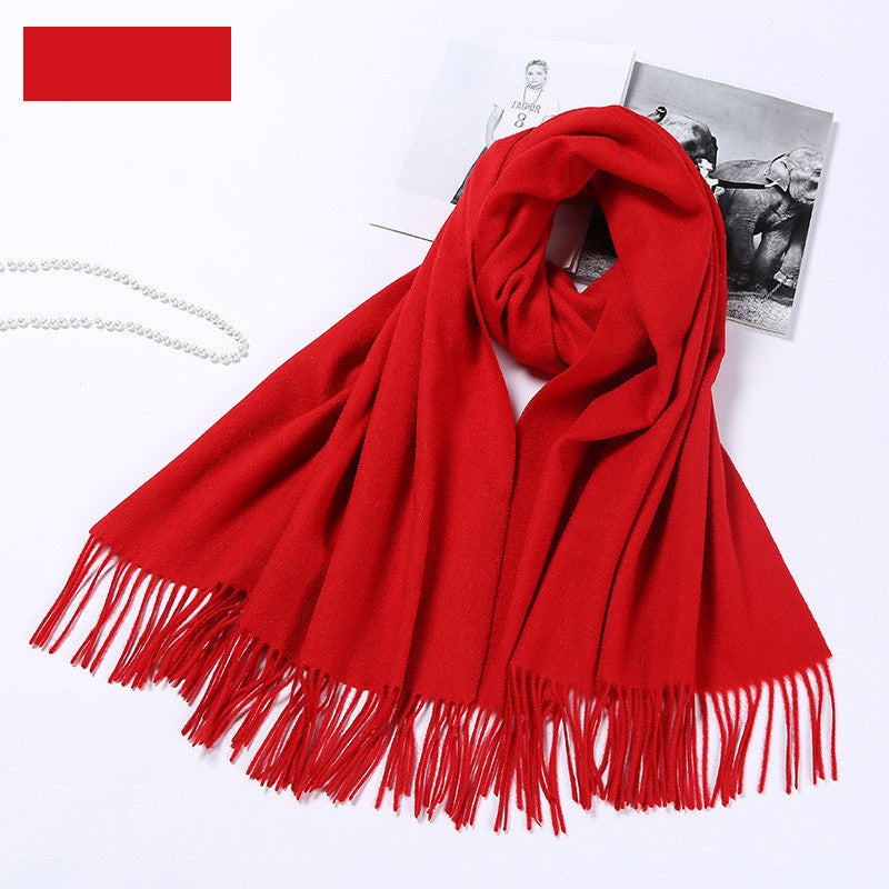 Autumn and winter clothing fashion thick shawl spinning pure wool scarf ladies solid color scarf