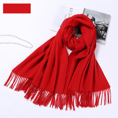 Autumn and winter clothing fashion thick shawl spinning pure wool scarf ladies solid color scarf