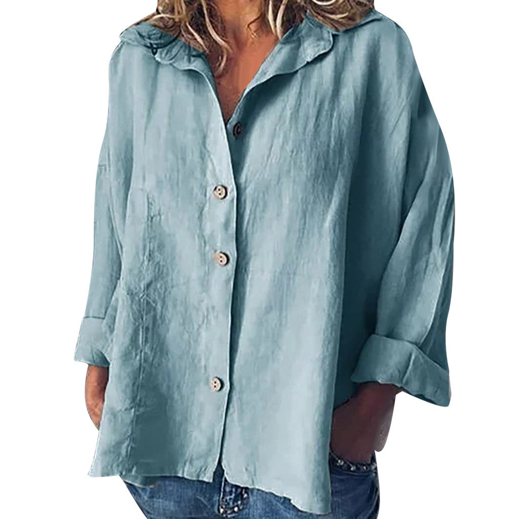Retro Grace Button-Up Shirt – Plus Size