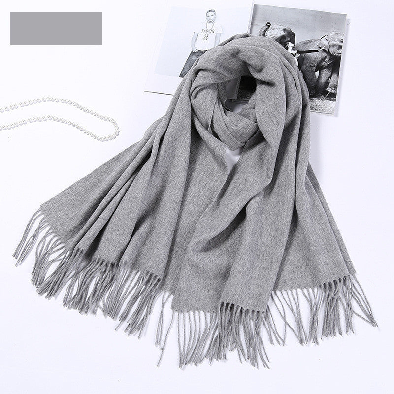 Autumn and winter clothing fashion thick shawl spinning pure wool scarf ladies solid color scarf