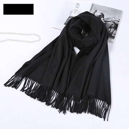 Autumn and winter clothing fashion thick shawl spinning pure wool scarf ladies solid color scarf
