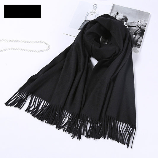 Autumn and winter clothing fashion thick shawl spinning pure wool scarf ladies solid color scarf