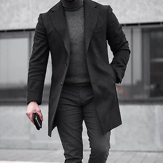 Sleek and Stylish: Mid-Length Slim Fit Solid Color Men's Windbreaker