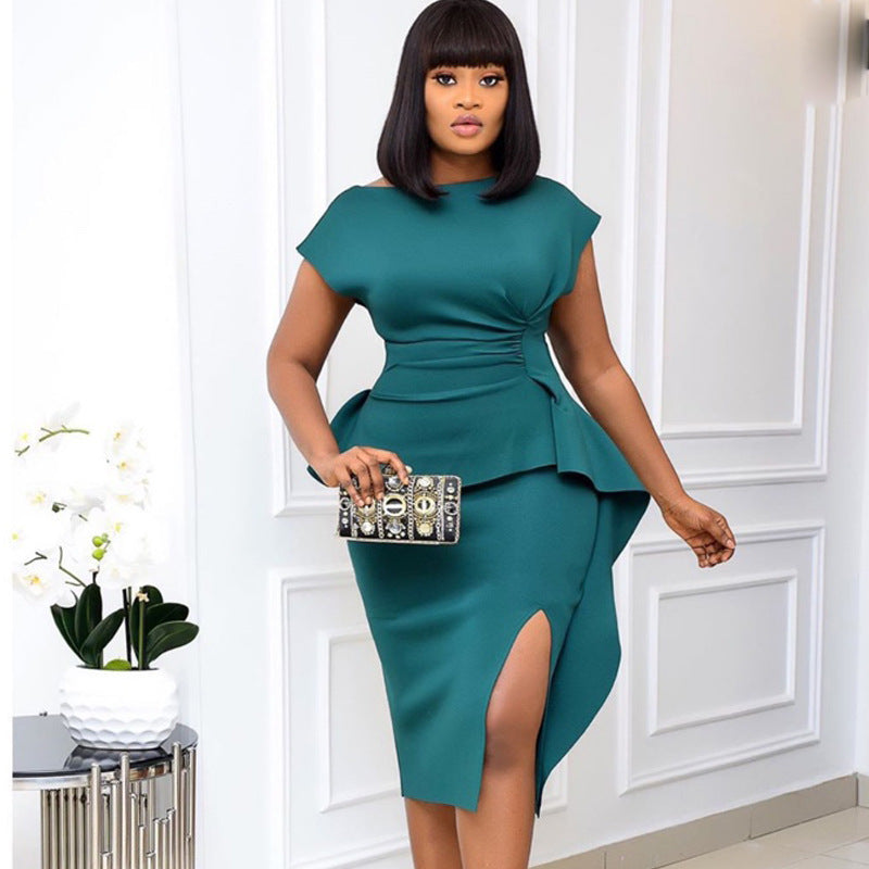 Graceful Curve Ruffle Maxi Dress - Plus Size, Irregular Cut