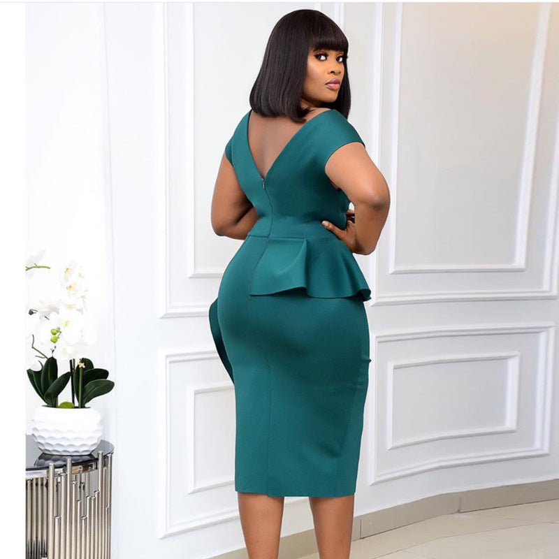 Graceful Curve Ruffle Maxi Dress - Plus Size, Irregular Cut