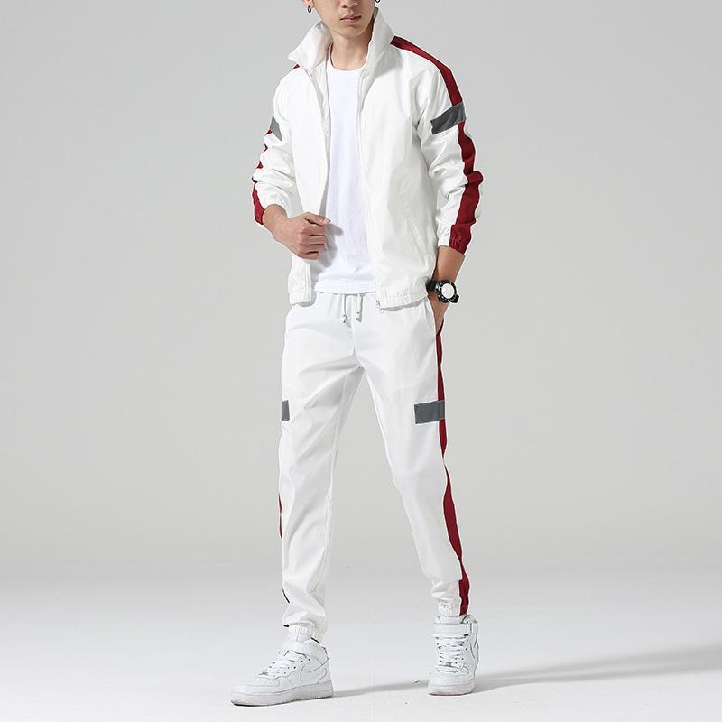 Men’s Athletic Tracksuit – Stand Collar Jacket & Leggings Set