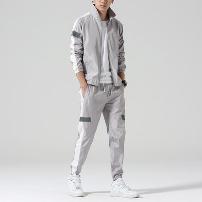 Men’s Athletic Tracksuit – Stand Collar Jacket & Leggings Set