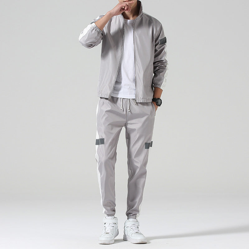 Men’s Athletic Tracksuit – Stand Collar Jacket & Leggings Set