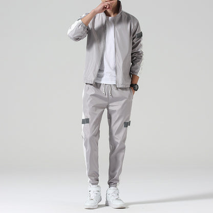 Men’s Athletic Tracksuit – Stand Collar Jacket & Leggings Set