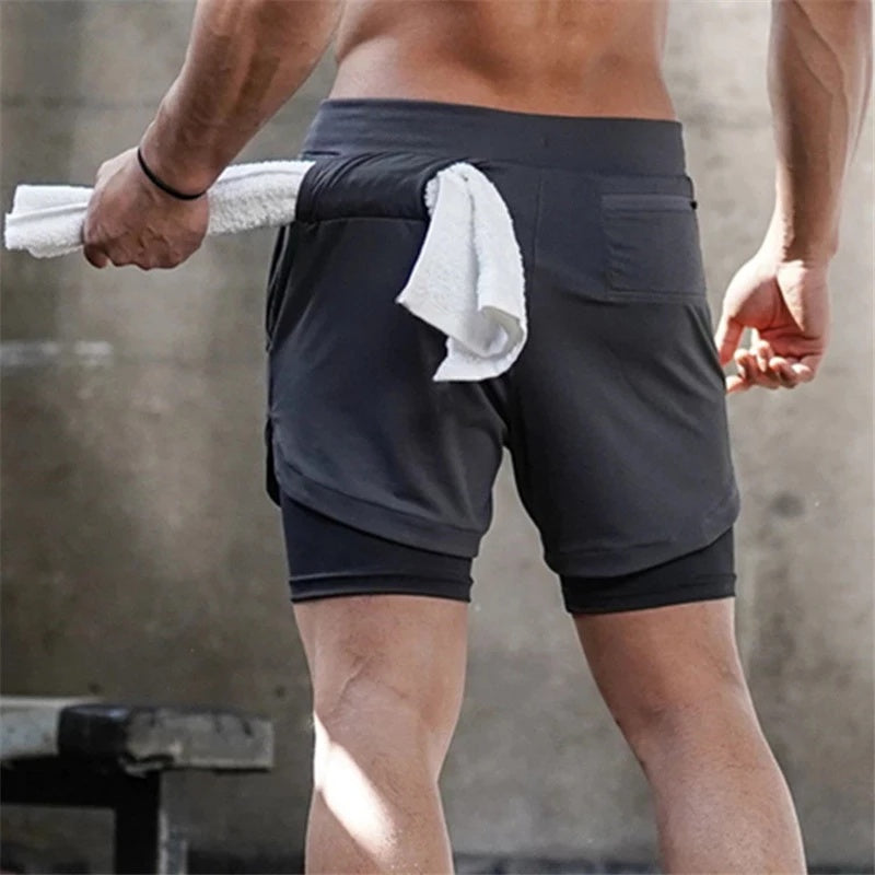 Hydro Run Double-Layer Jogger Shorts – Quick-Dry Activewear for Men
