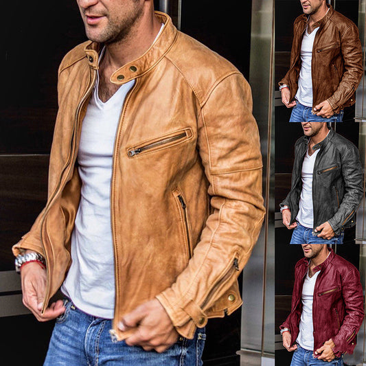 Rev up your style with our Punk Men's Motorcycle Leather Jacket!