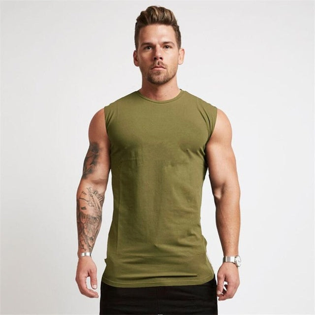 Men’s Cotton Gym Tank – Sleeveless Fitness Sportswear Vest