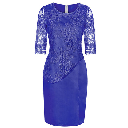 Chic Fake Two-Piece Lace Stitching Dress - Large Size for Women