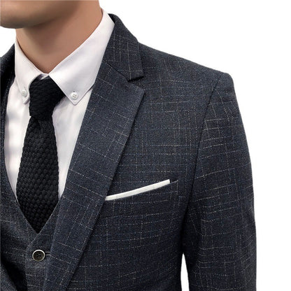Men's Korean-Inspired Slim Three-Piece Suit