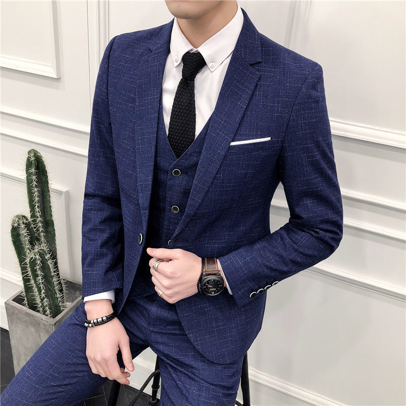 Men's Korean-Inspired Slim Three-Piece Suit