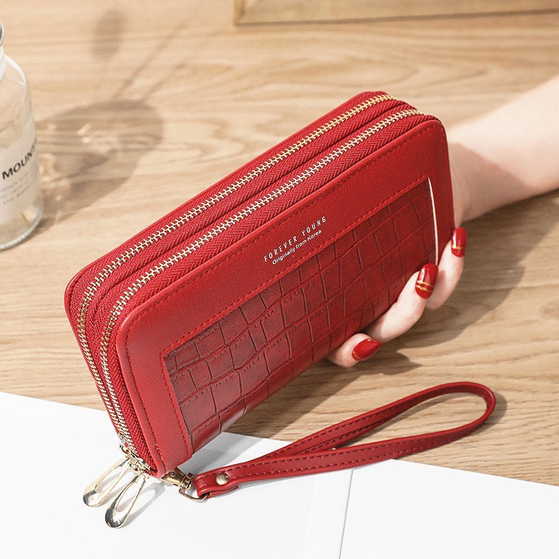 Ladies Long Large-capacity Double Zipper Wallet