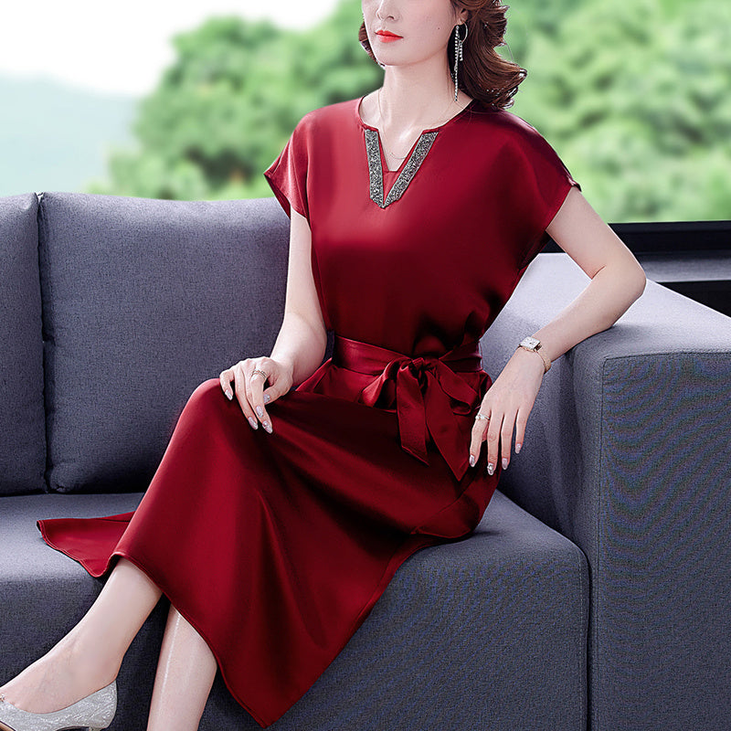Regal Silk Satin Mother’s Dress