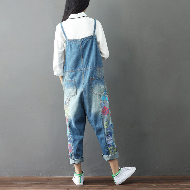 Urban Patchwork Denim Overalls