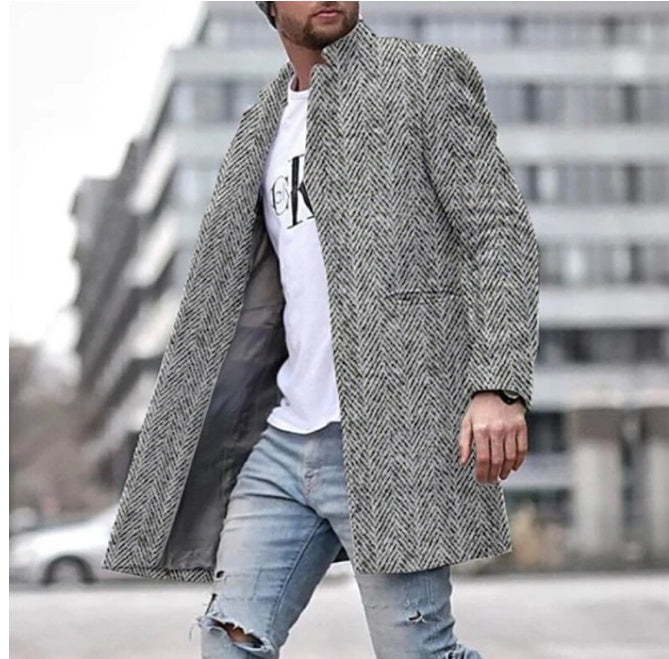 Herringbone collared windbreaker