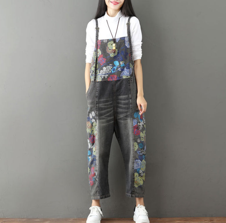 Urban Patchwork Denim Overalls