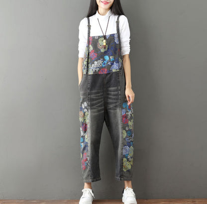 Urban Patchwork Denim Overalls
