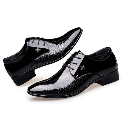 Elegant Shine Pointed Toe Lace-Up Shoes