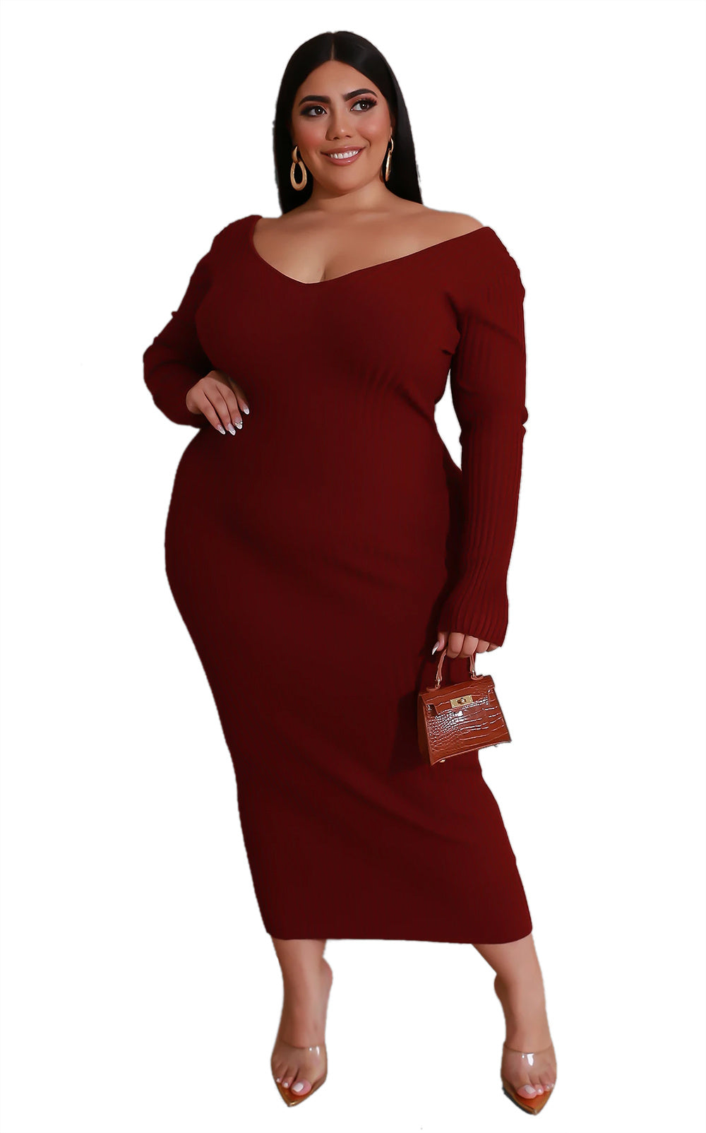 Luxe Flow Plus V-Neck Dress